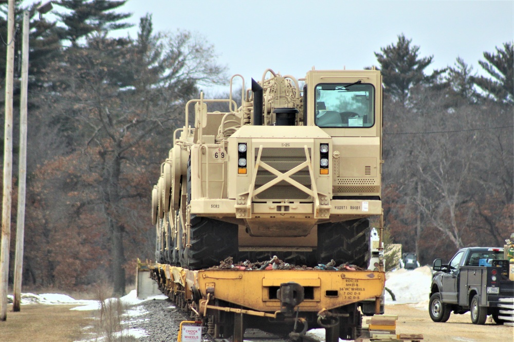 Engineer unit loads railcars for 2019 Operation Resolute Castle deployment at Fort McCoy