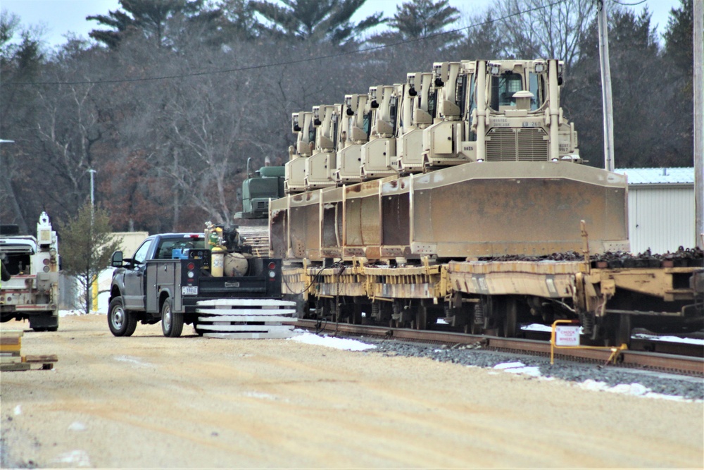 Engineer unit loads railcars for 2019 Operation Resolute Castle deployment at Fort McCoy