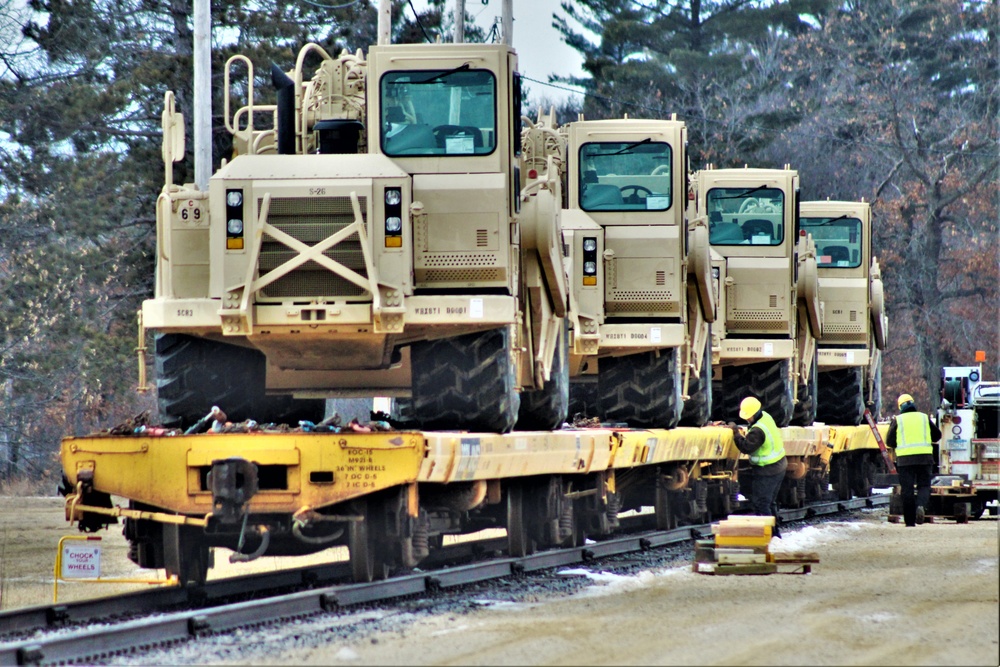 Engineer unit loads railcars for 2019 Operation Resolute Castle deployment at Fort McCoy