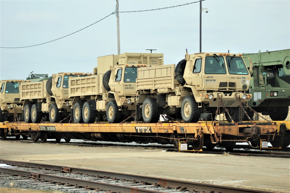 Engineer unit loads railcars for 2019 Operation Resolute Castle deployment at Fort McCoy