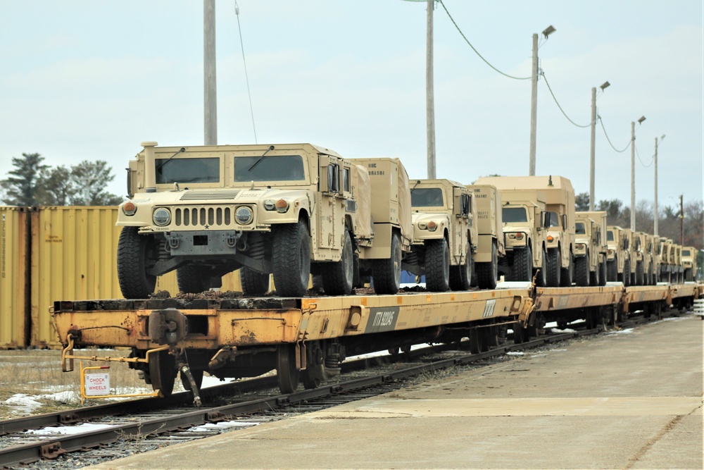 Engineer unit loads railcars for 2019 Operation Resolute Castle deployment at Fort McCoy