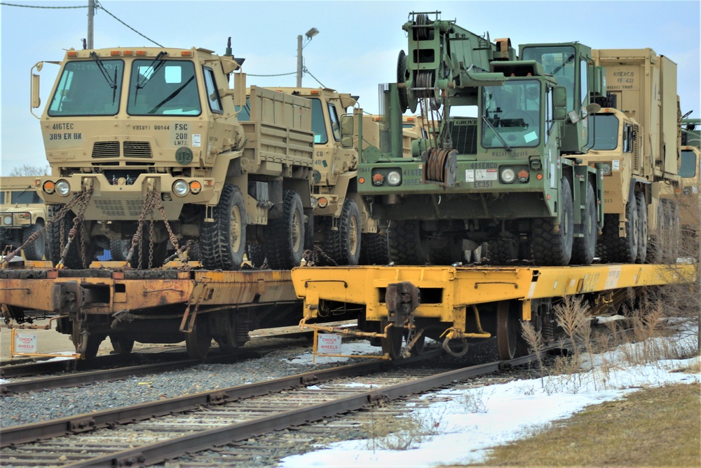 Engineer unit loads railcars for 2019 Operation Resolute Castle deployment at Fort McCoy