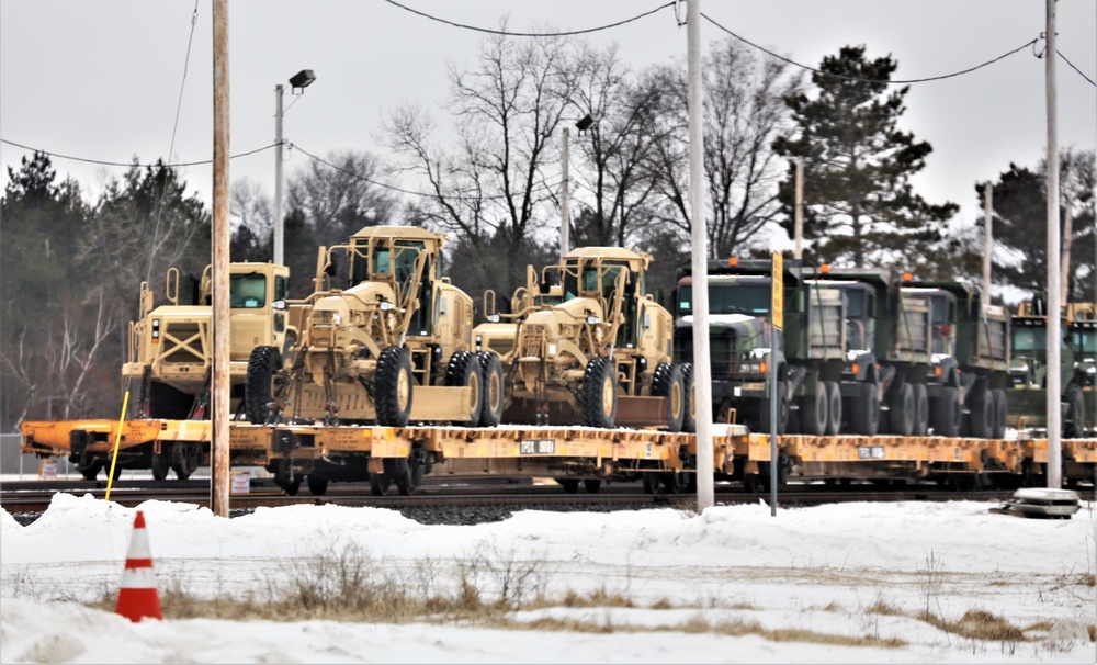 Engineer unit loads railcars for 2019 Operation Resolute Castle deployment at Fort McCoy