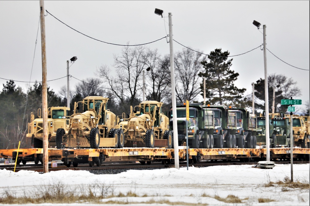 Engineer unit loads railcars for 2019 Operation Resolute Castle deployment at Fort McCoy