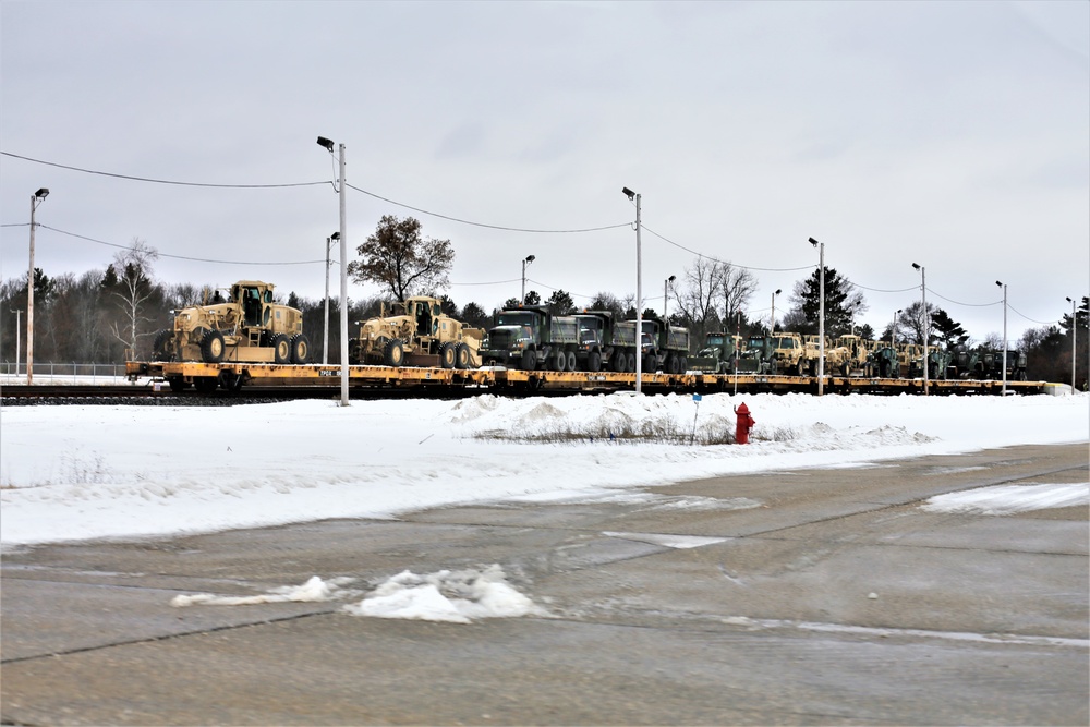 Engineer unit loads railcars for 2019 Operation Resolute Castle deployment at Fort McCoy