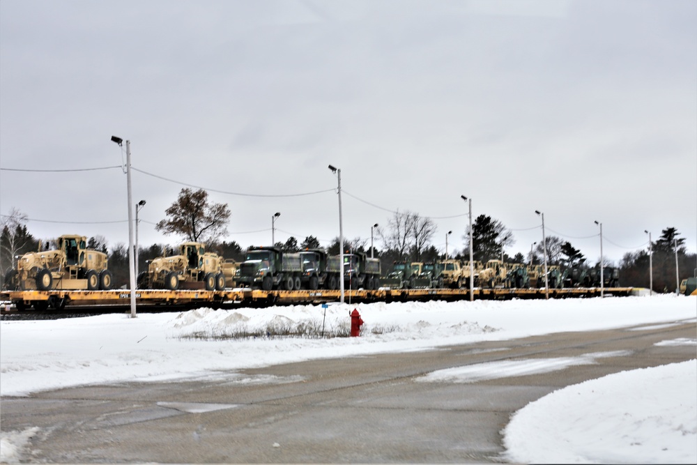 Engineer unit loads railcars for 2019 Operation Resolute Castle deployment at Fort McCoy