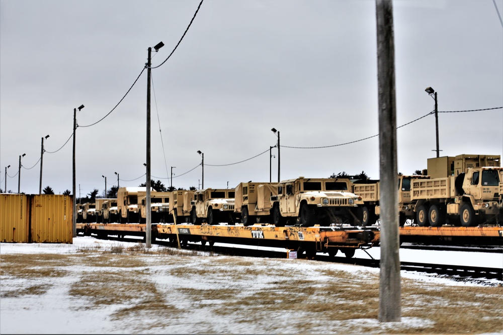 Engineer unit loads railcars for 2019 Operation Resolute Castle deployment at Fort McCoy