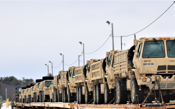 Engineer unit loads railcars for 2019 Operation Resolute Castle deployment at Fort McCoy