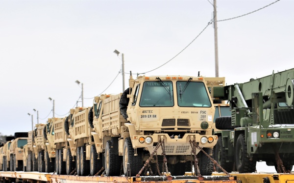 Engineer unit loads railcars for 2019 Operation Resolute Castle deployment at Fort McCoy