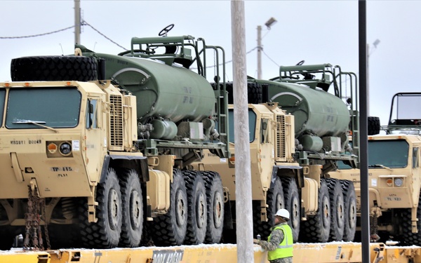 Engineer unit loads railcars for 2019 Operation Resolute Castle deployment at Fort McCoy