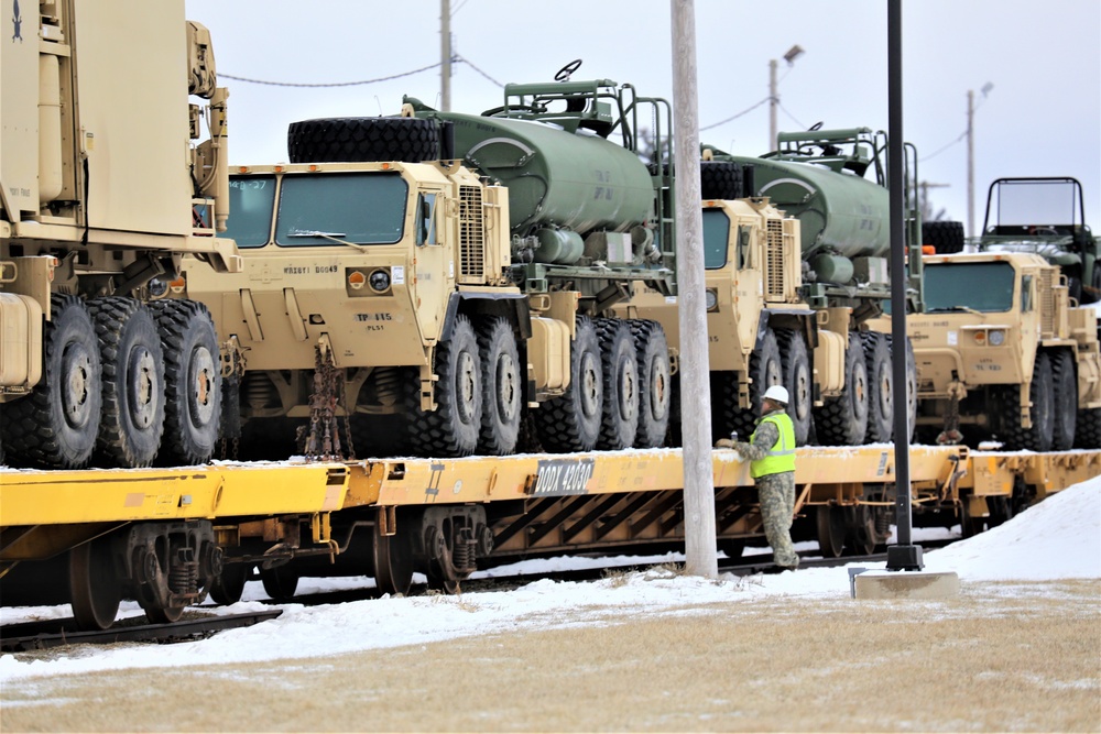 Engineer unit loads railcars for 2019 Operation Resolute Castle deployment at Fort McCoy