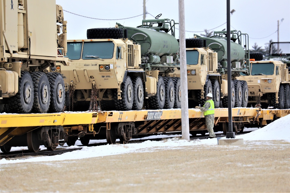 Engineer unit loads railcars for 2019 Operation Resolute Castle deployment at Fort McCoy