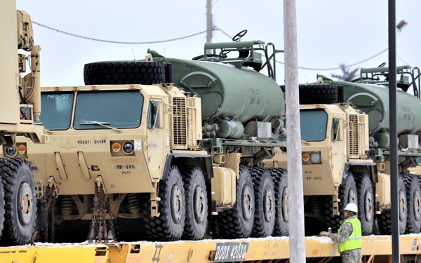 Engineer unit loads railcars for 2019 Operation Resolute Castle deployment at Fort McCoy