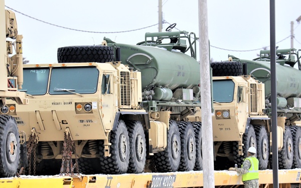 Engineer unit loads railcars for 2019 Operation Resolute Castle deployment at Fort McCoy