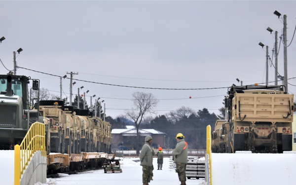 Engineer unit loads railcars for 2019 Operation Resolute Castle deployment at Fort McCoy