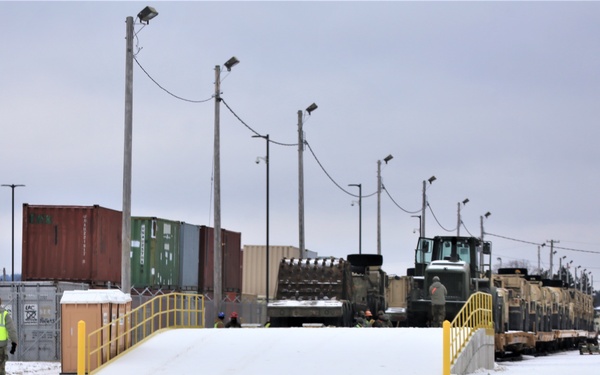Engineer unit loads railcars for 2019 Operation Resolute Castle deployment at Fort McCoy