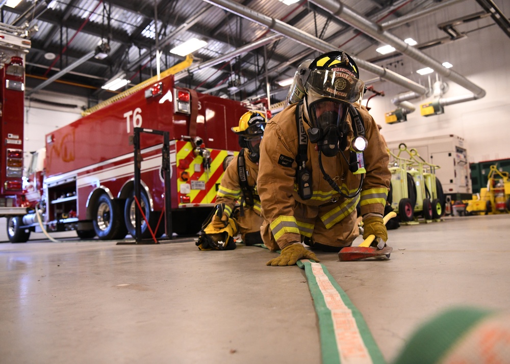 Firefighters conduct rapid intervention training