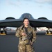 Security Forces Airman guards B-2 Spirit Stealth Bomber