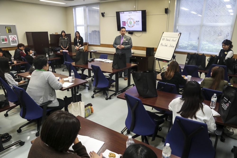 Okinawa International University Students attend seminar at MCCS Behavioral Health Center