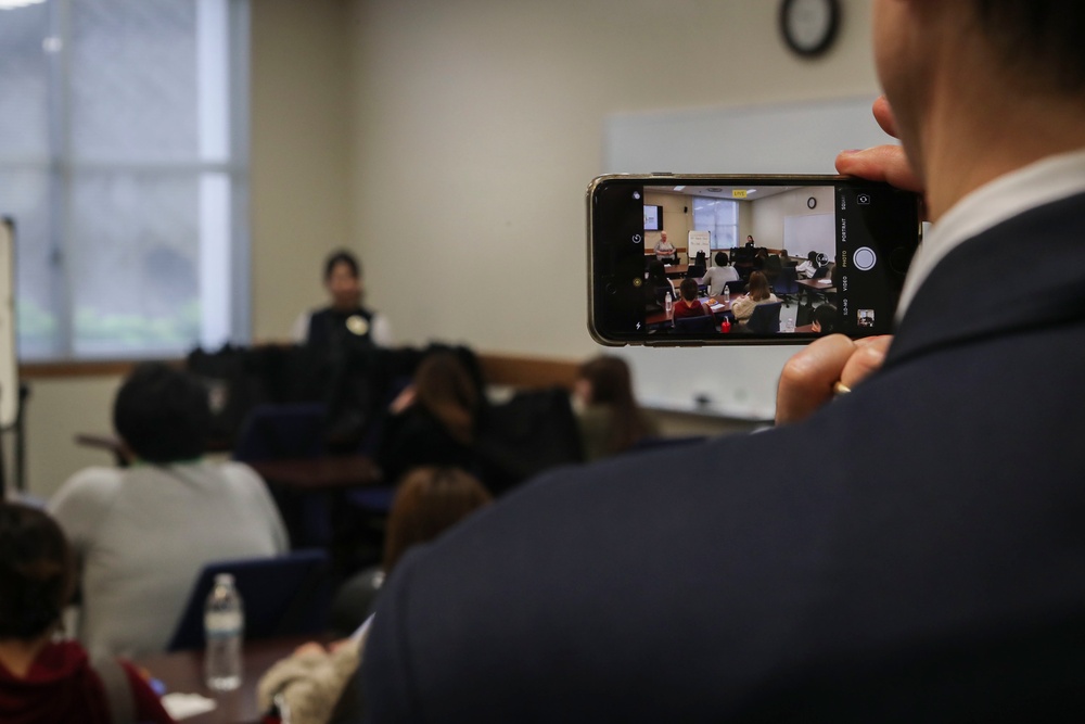 Okinawa International University Students attend seminar at MCCS Behavioral Health Center