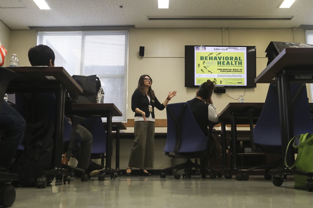 Okinawa International University Students attend seminar at MCCS Behavioral Health Center