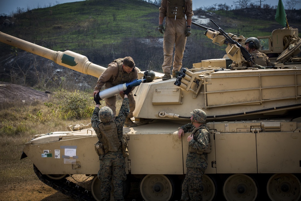 Cobra Gold 2019: HMLA-267, MWSS-172 conduct joint live fire training with 4th Tank Battalion, Marine Artillery