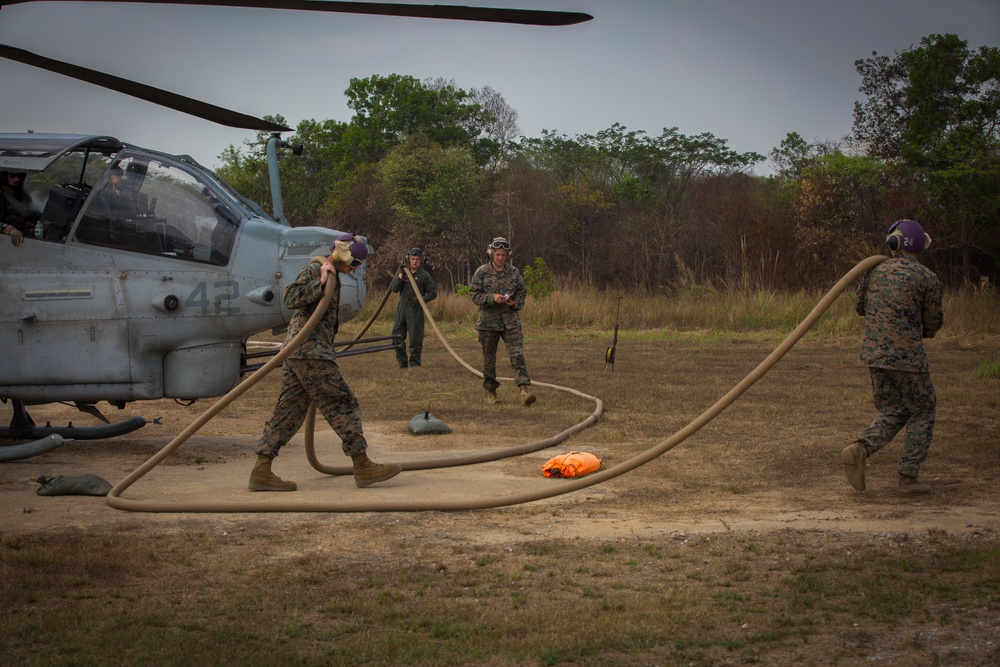 Cobra Gold 2019: HMLA-267, MWSS-172 conduct joint live fire training with 4th Tank Battalion, Marine Artillery