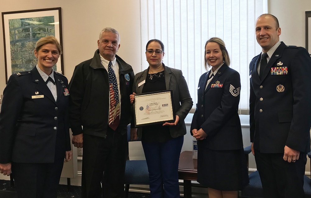 Ms. Laila Mhrig is presented with the ESGR Patriot Award