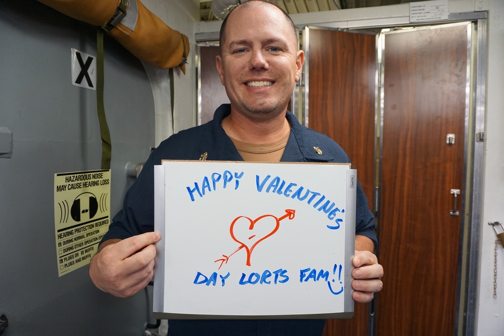 Chief Petty Officer Lorts sends his family a Valentine's Day message.