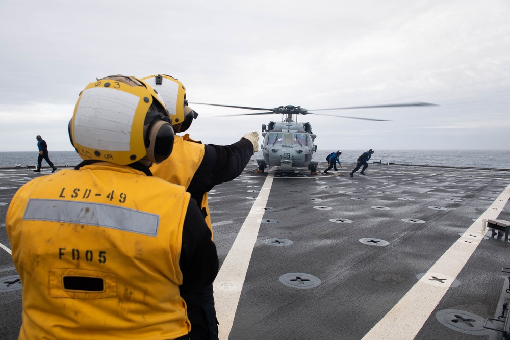 USS Harpers Ferry Conducts Flight Operations