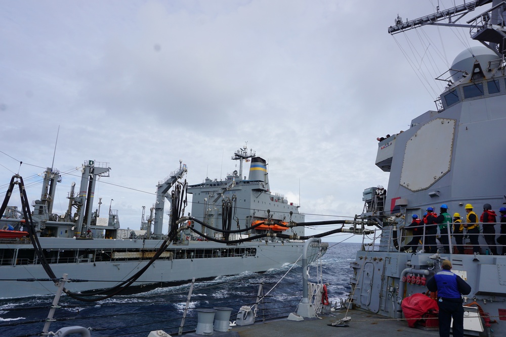 USS WILLIAM P LAWRENCE (DDG 110) Conducts a Replenishment At Sea (RAS)