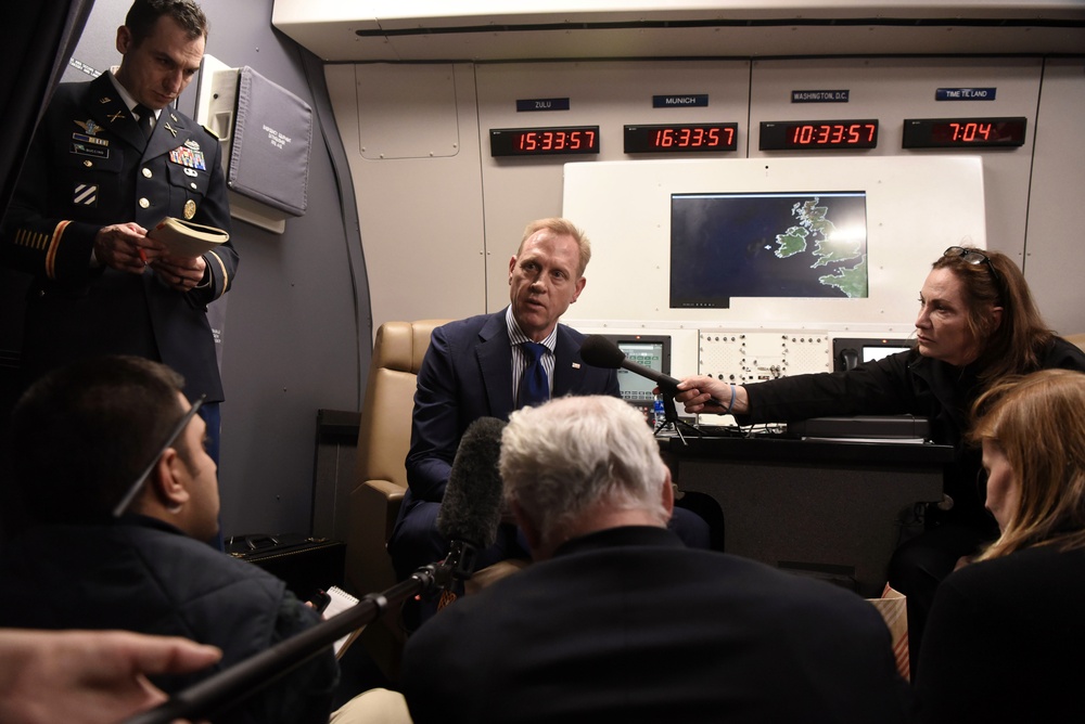 U.S. Acting Secretary of Defense Talks to Reporters In-Flight