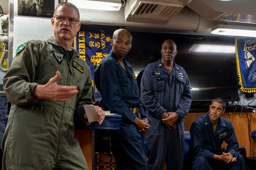 Rear Adm. Mike Wettlaufer visits USS Preble