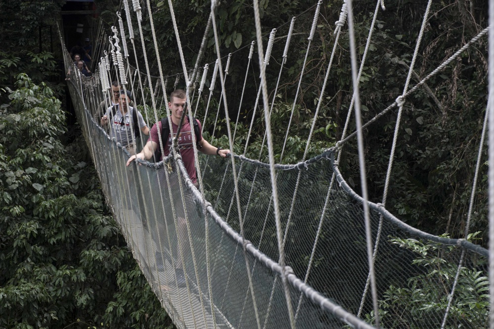 U.S. Navy Sailors hike at Kinabalu Park while visiting Kota Kinabalu, Malaysia.