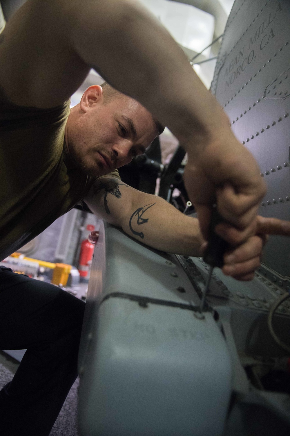 Milledgeville Native works on MH-60R Sea Hawk Helicopter