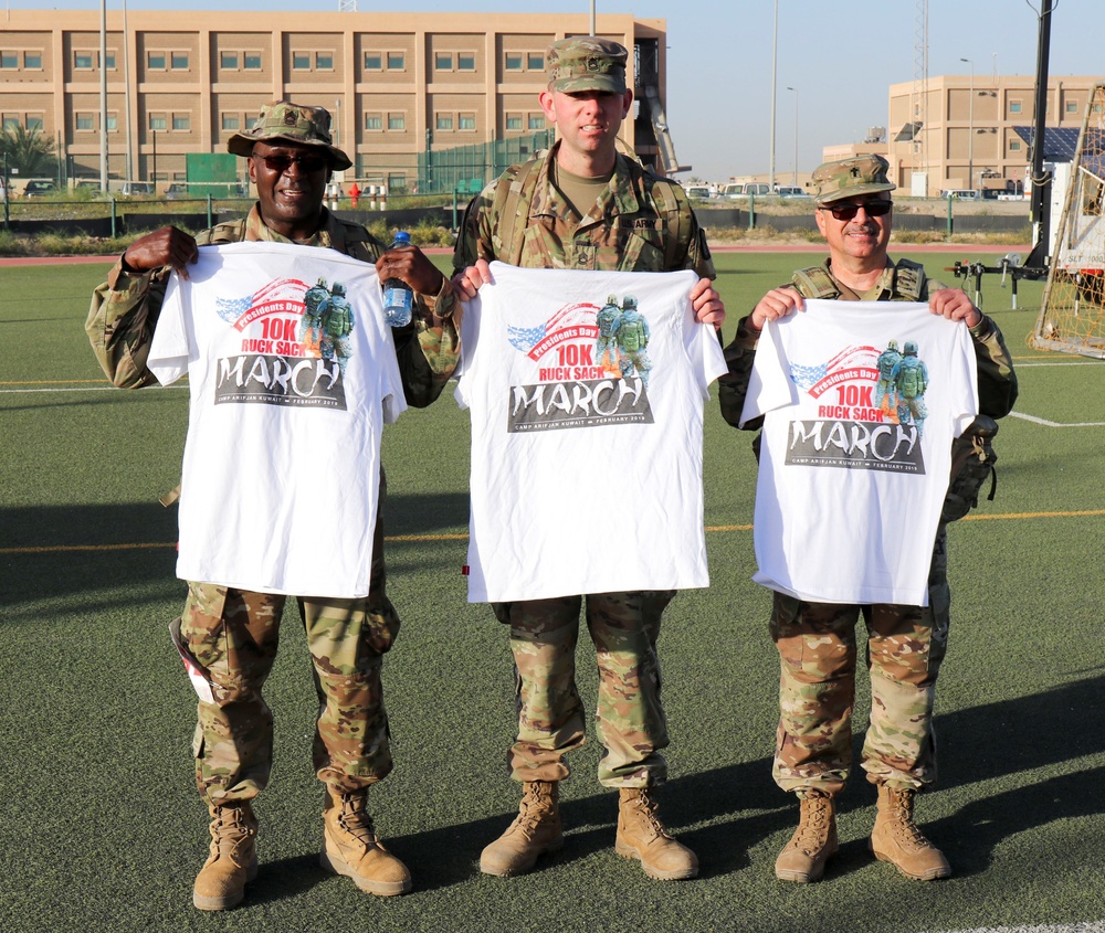 Signal Soldiers participate in Presidents Day 10K Ruck Sack March