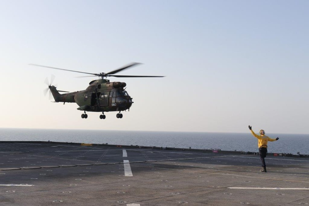 French conduct deck landing qualifications aboard USS Lewis B. Puller (ESB 3)