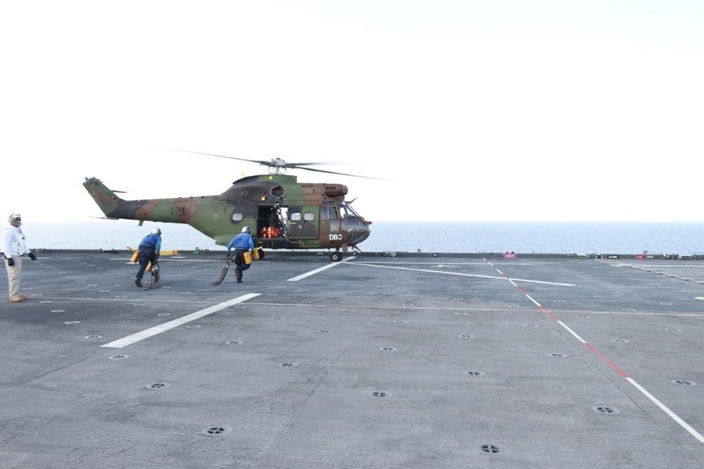 French conduct deck landing qualifications aboard USS Lewis B. Puller (ESB 3)