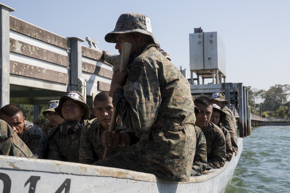 Colombian Marines conduct riverine operations with Guatemalan partners
