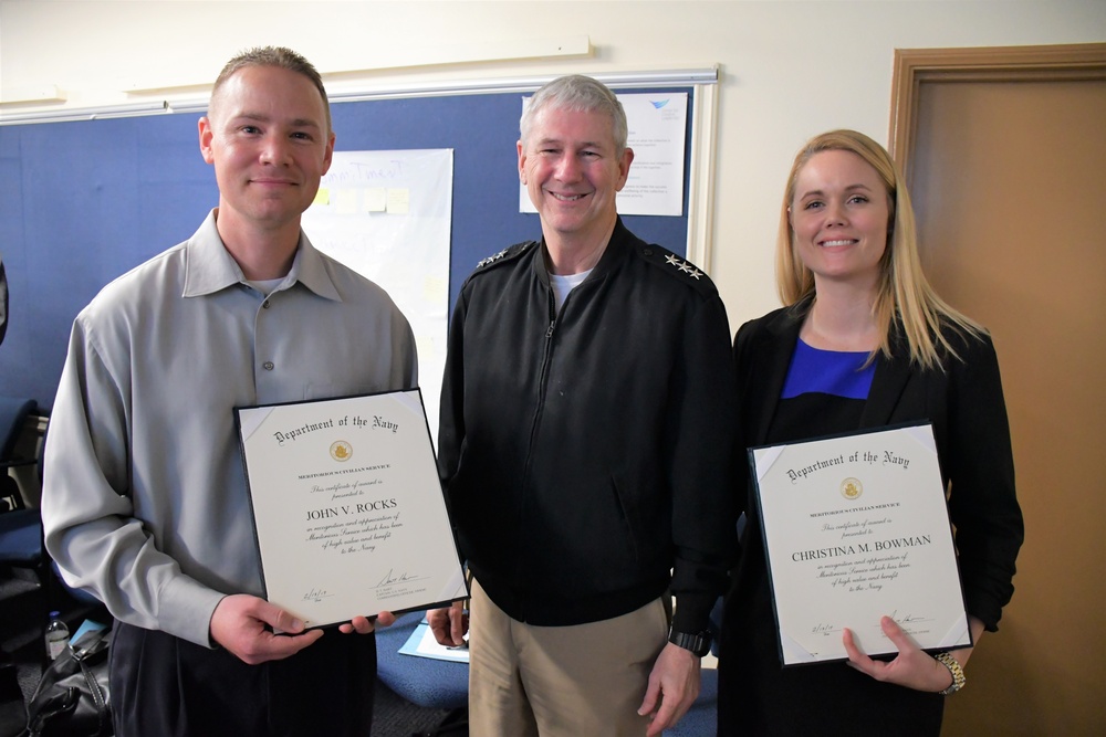 VADM Moore SWRMC Awards Employees Navy Meritorious Civilian Service Award