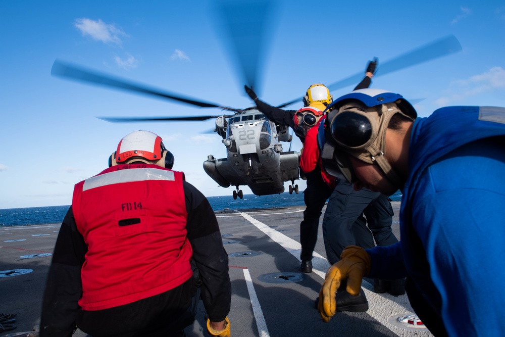 USS Harpers Ferry Conducts Flight Quarters