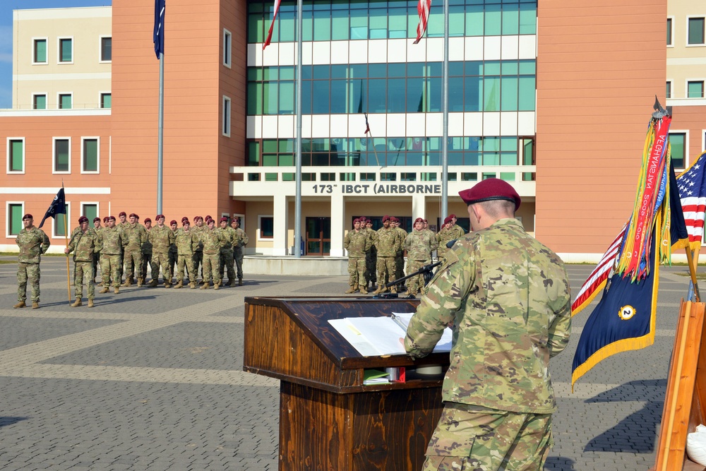 Change of Responsibility Ceremony Chosen Company, 2nd Battalion, 503rd Infantry Regiment, 173rd Airborne Brigade, Feb. 14, 2019