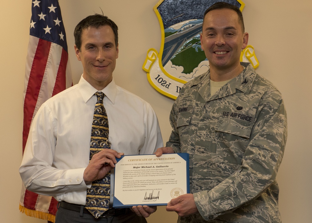 Maj. Michael Galluccio retires from the Massachusetts Air National Guard