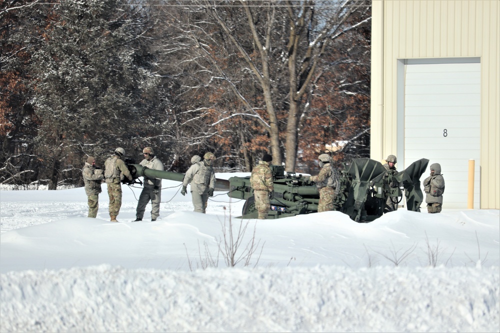 Wisconsin artillery Soldiers train in snow, cold at Fort McCoy