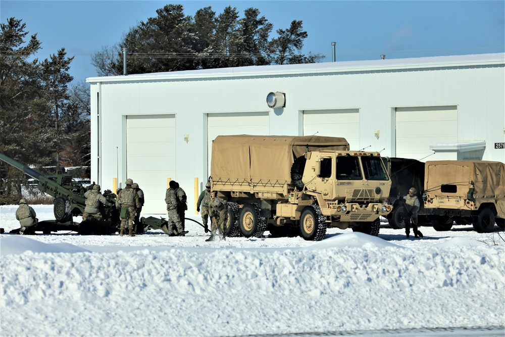 Wisconsin artillery Soldiers train in snow, cold at Fort McCoy
