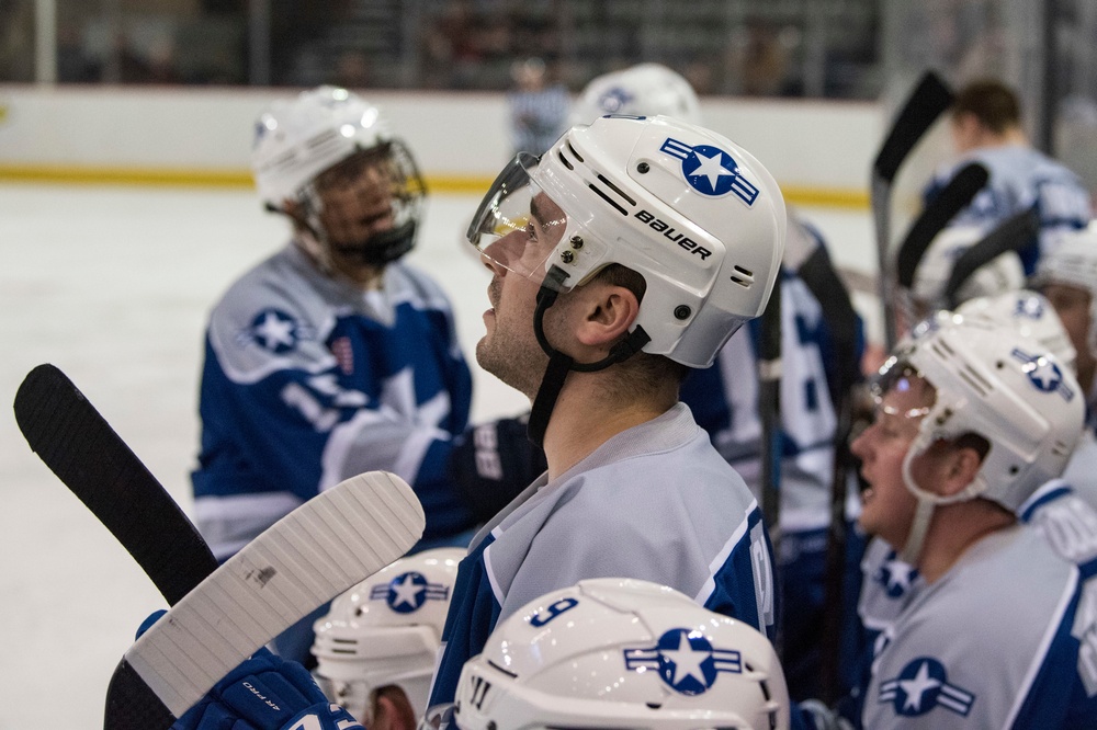 Air Force, Army hockey game face-off