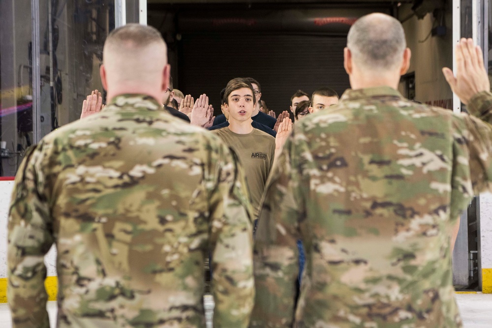 Air Force, Army hockey game face-off