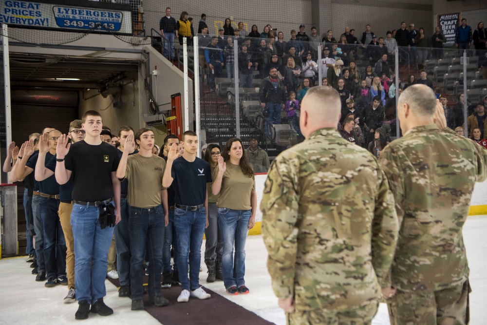 Air Force, Army hockey game face-off