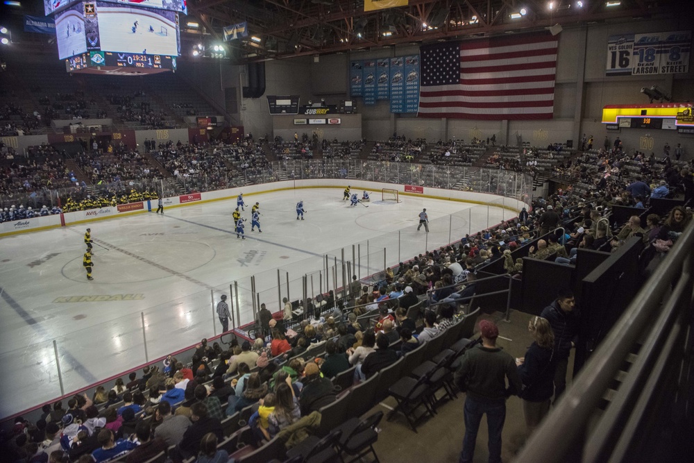 Air Force, Army hockey game face-off