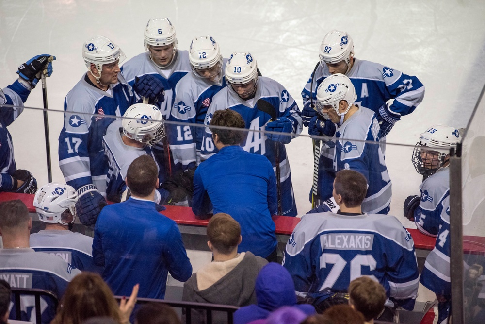 Air Force, Army hockey game face-off